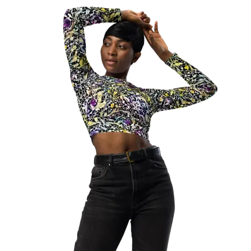 Prismatic Underbrush on a Long Sleeve Crop Top