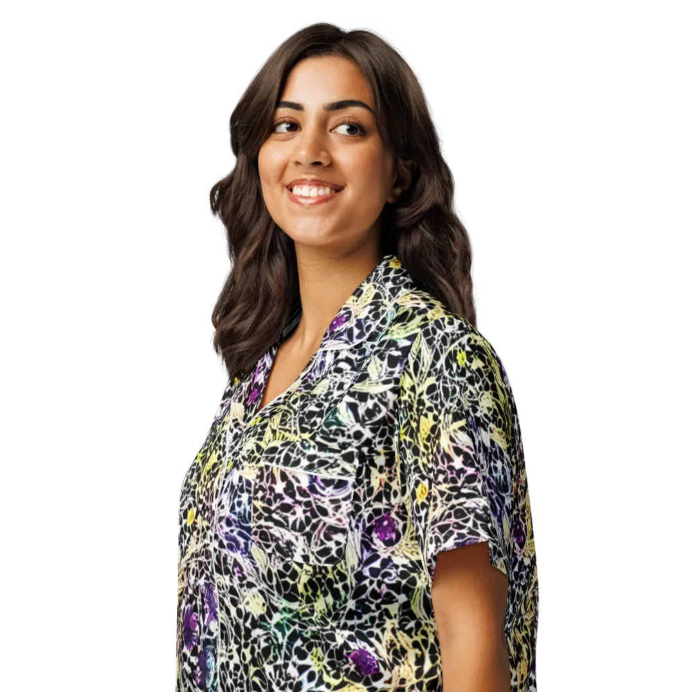 Prismatic Underbrush on Women's Short Sleeve Pajama Top — Left Front