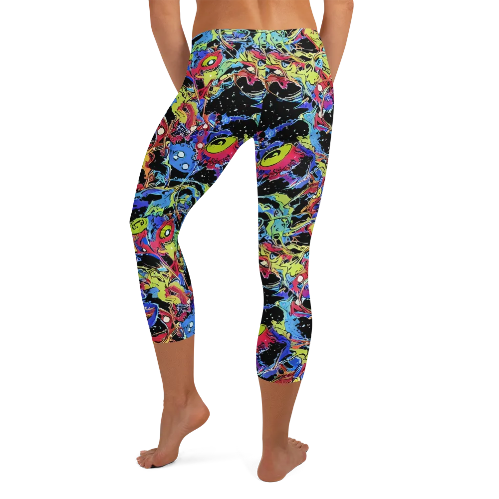 Neon Chaos on Capri Leggings — Back