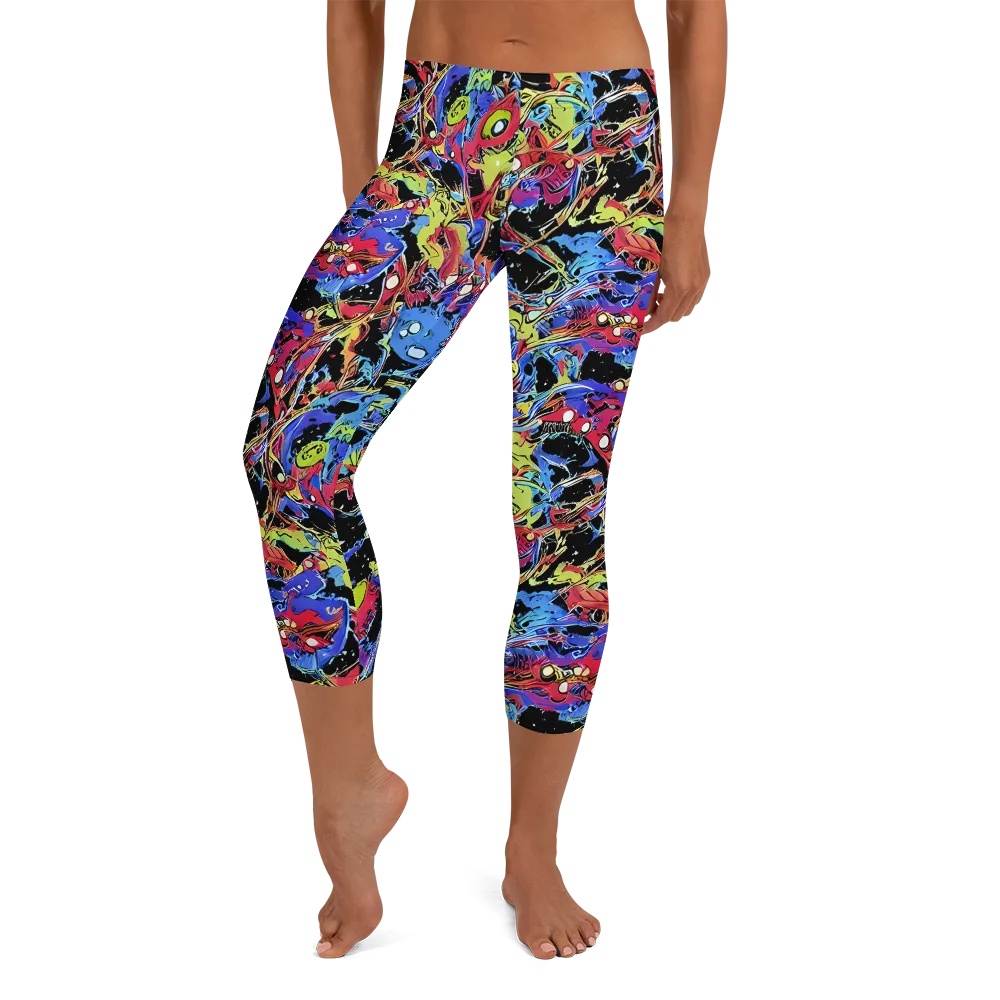 Neon Chaos on Capri Leggings — Front