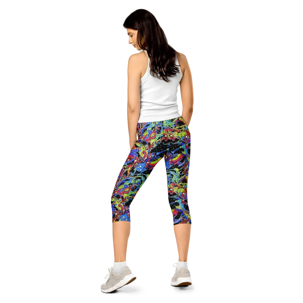 Neon Chaos on Capri Leggings — Back