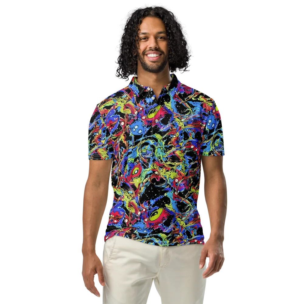 Neon Chaos on Men's Slim Fit Polo Shirt — Front