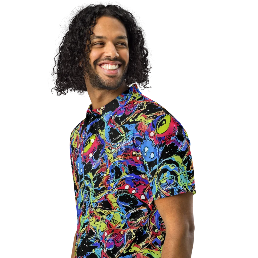 Neon Chaos on Men's Slim Fit Polo Shirt — Left Front
