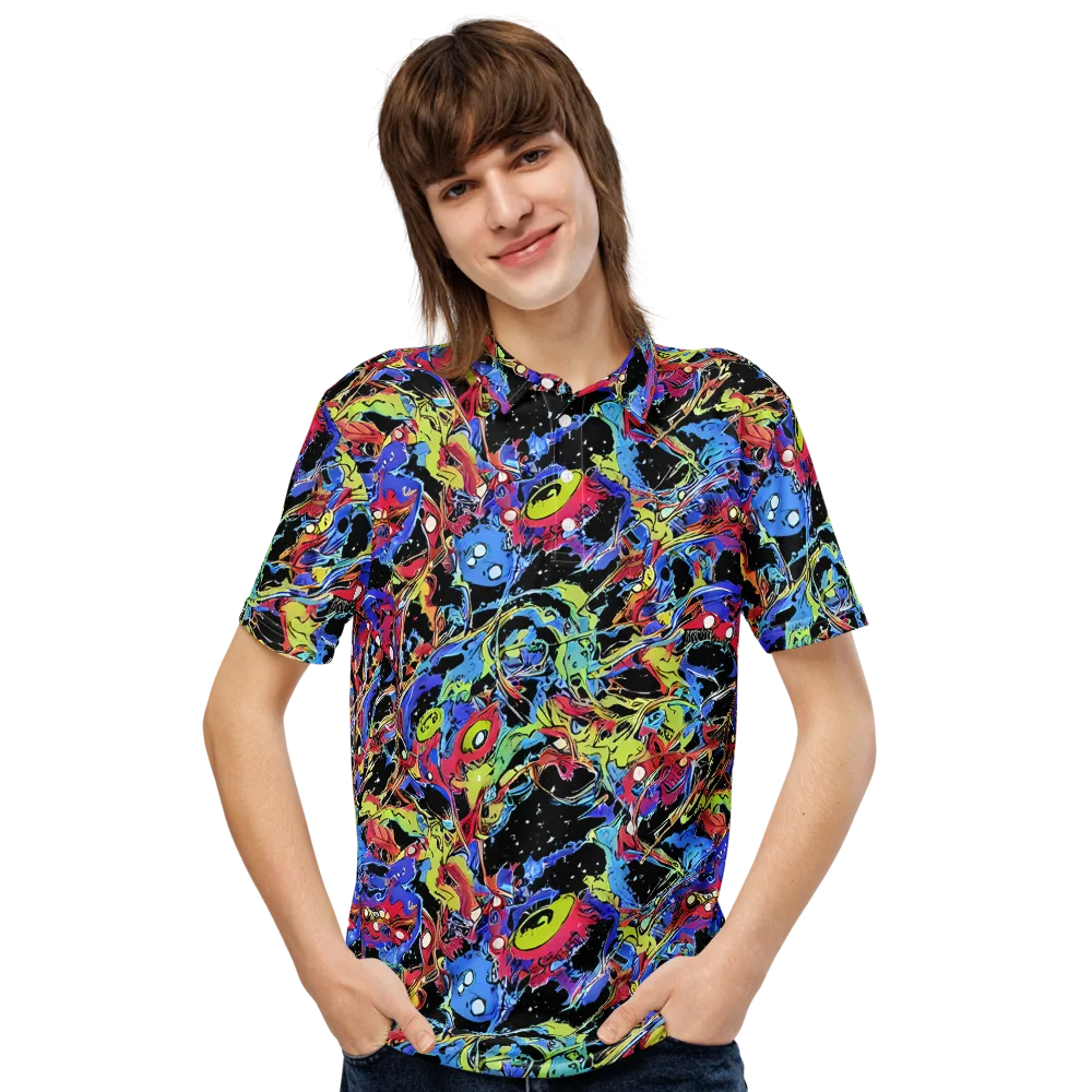 Neon Chaos on Men's Slim Fit Polo Shirt — Front