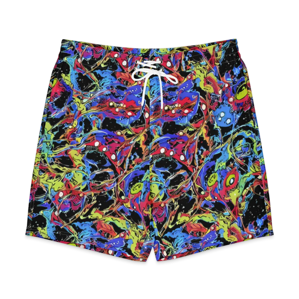 Neon Chaos on Men's Board Shorts — Front