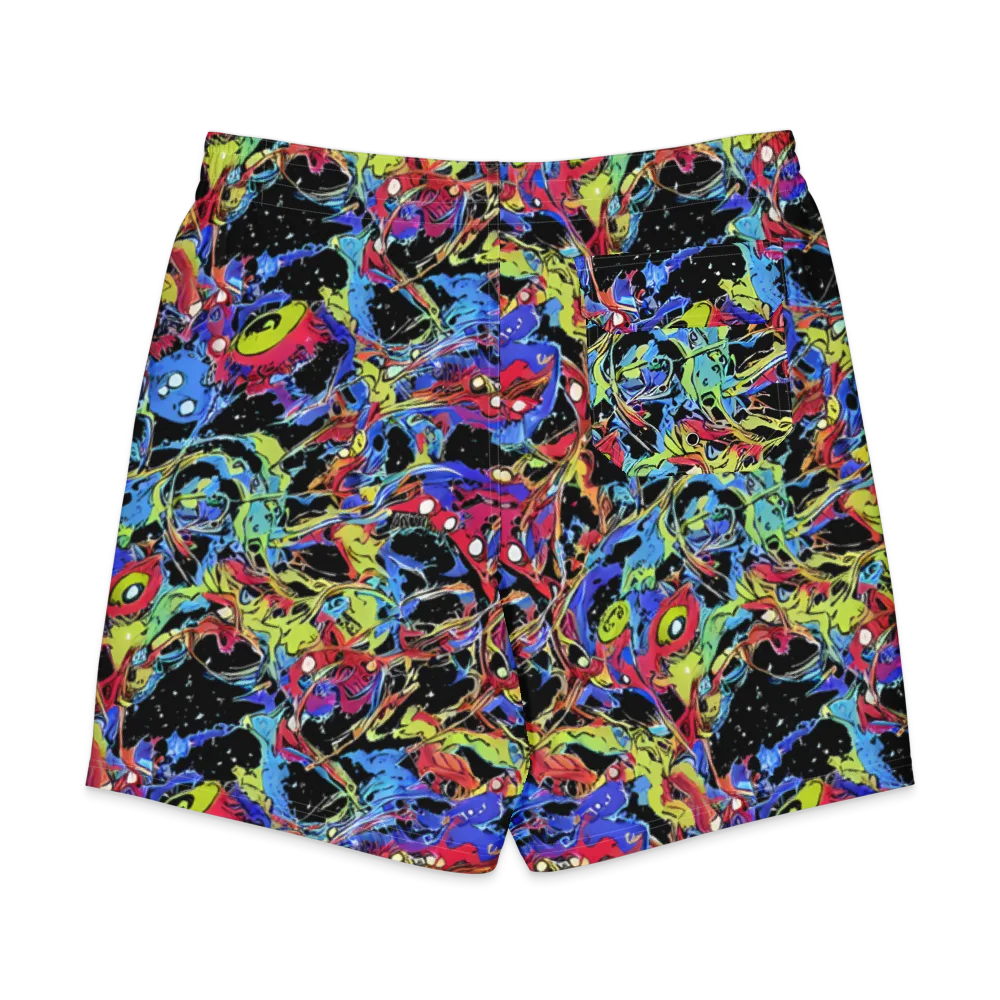 Neon Chaos on Men's Board Shorts — Back