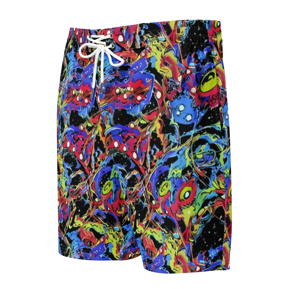 Neon Chaos on Men's Board Shorts — Front