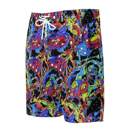 Neon Chaos on a Men's Board Shorts