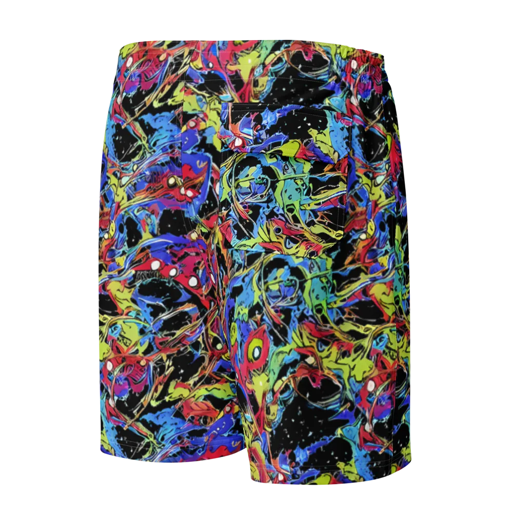 Neon Chaos on Men's Board Shorts — Back