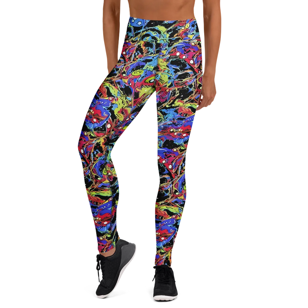 Neon Chaos on Yoga Leggings — Front