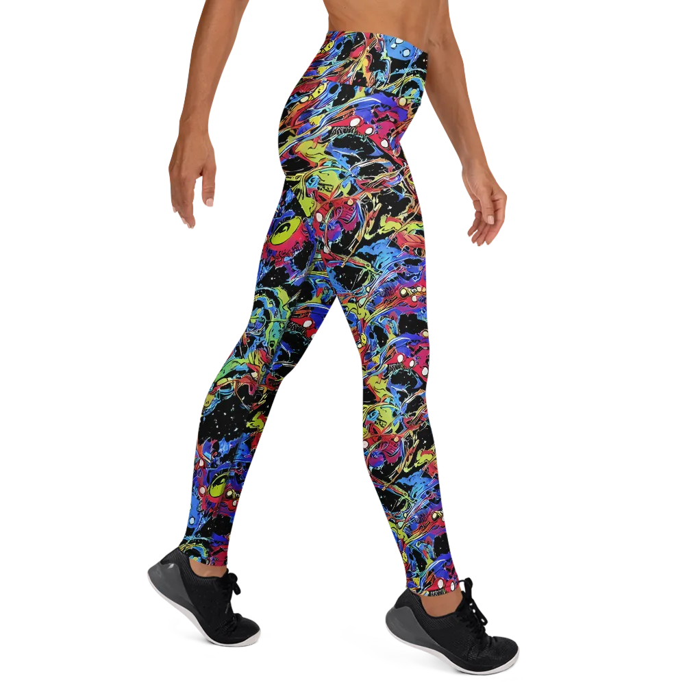 Neon Chaos on Yoga Leggings — Right