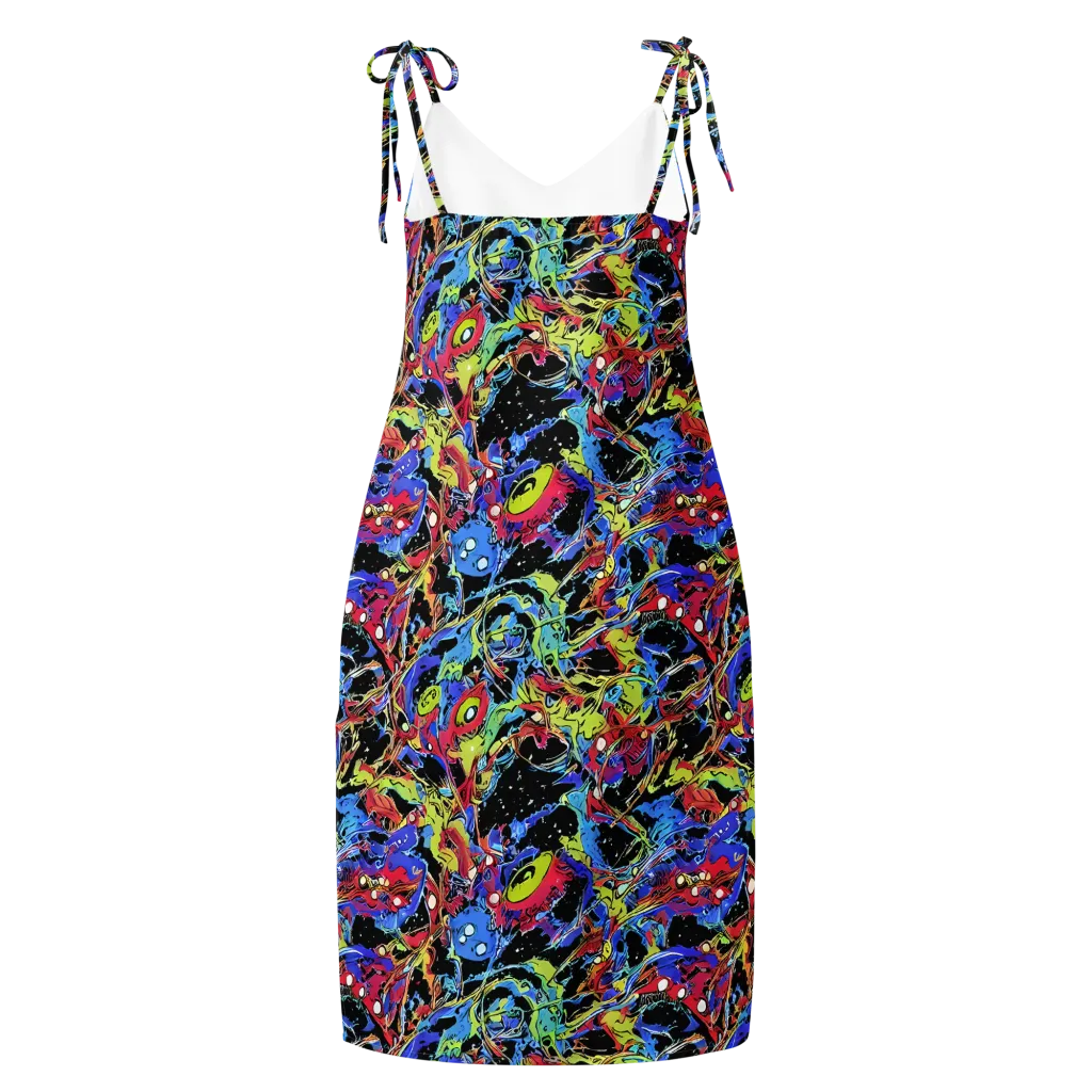 Neon Chaos on Slip Dress — Back