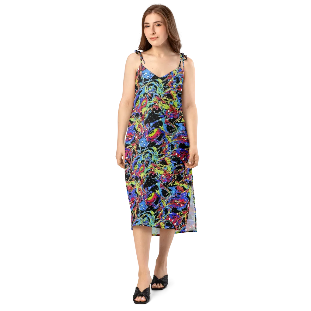 Neon Chaos on Slip Dress — Front
