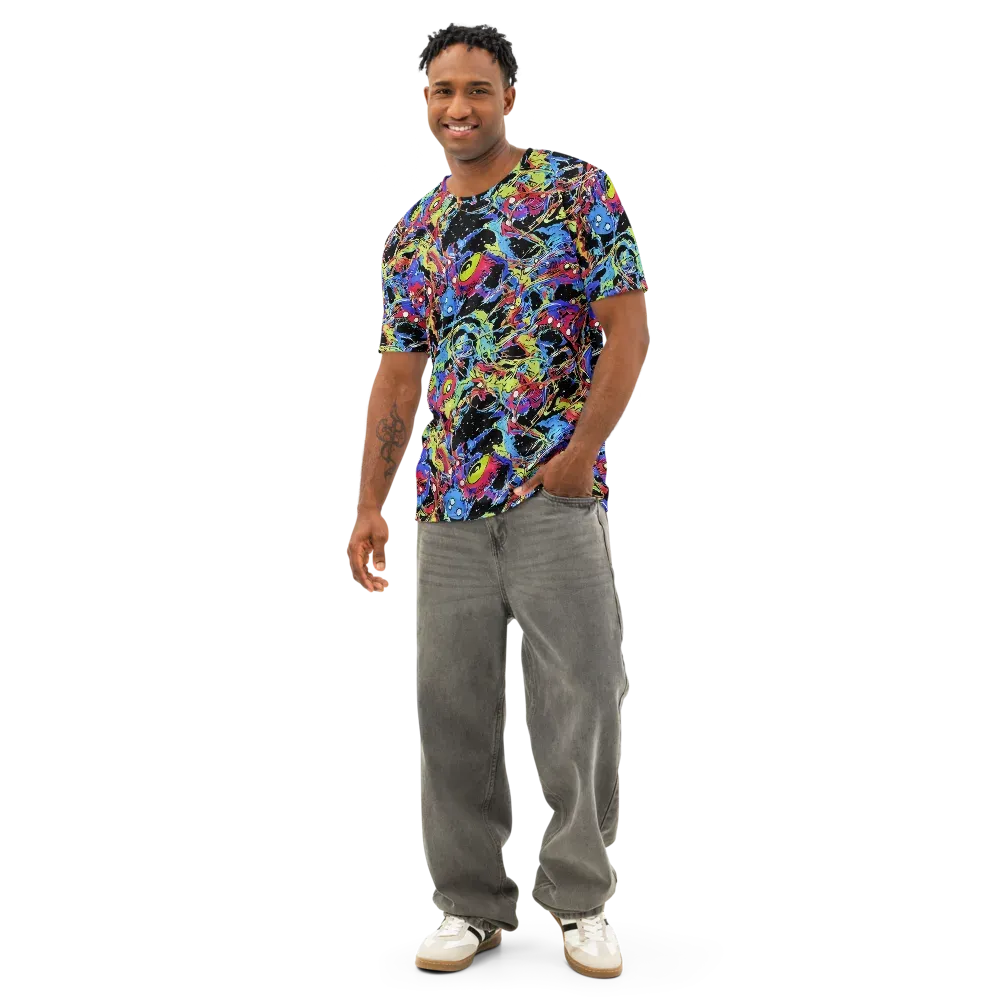 Neon Chaos on Men's Cotton Crew Neck T-Shirt — Front