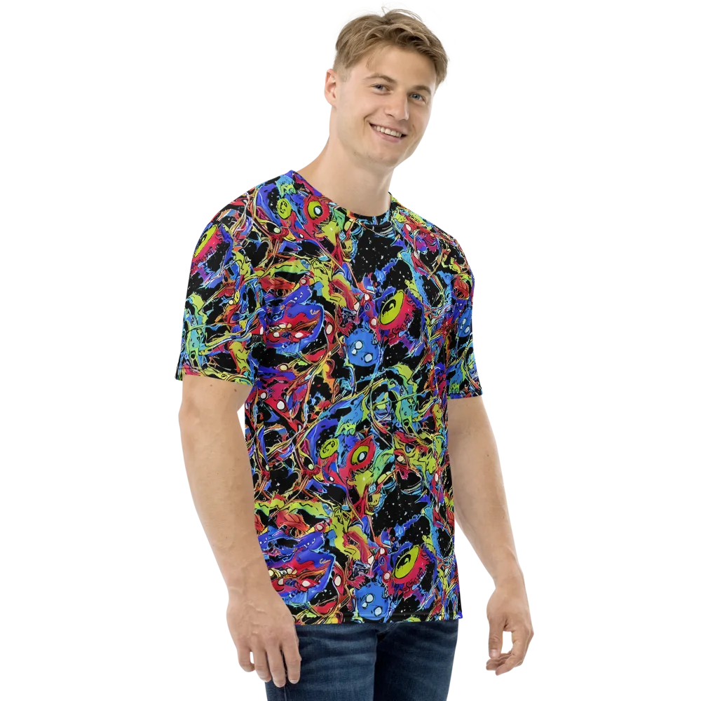 Neon Chaos on Men's Crew Neck T-Shirt — Right