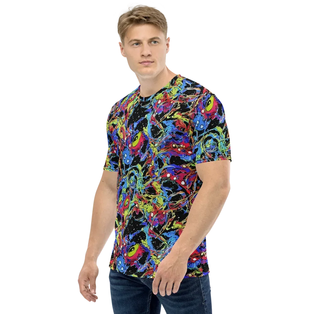 Neon Chaos on Men's Crew Neck T-Shirt — Left
