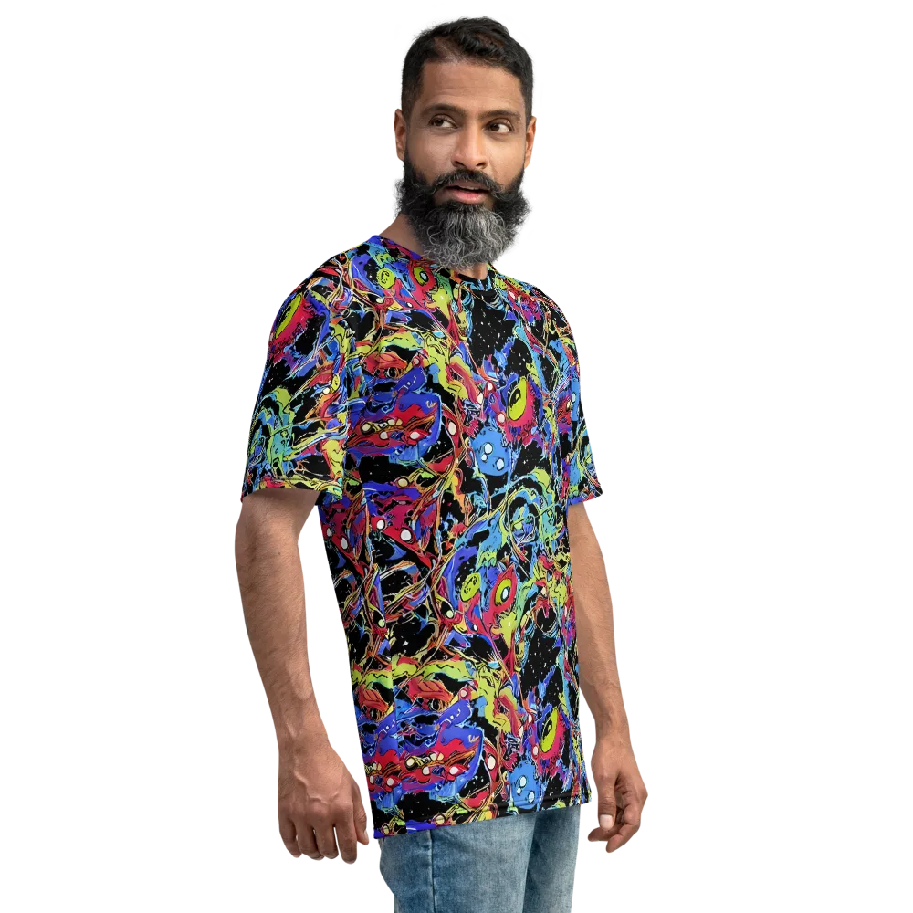 Neon Chaos on Men's Crew Neck T-Shirt — Right