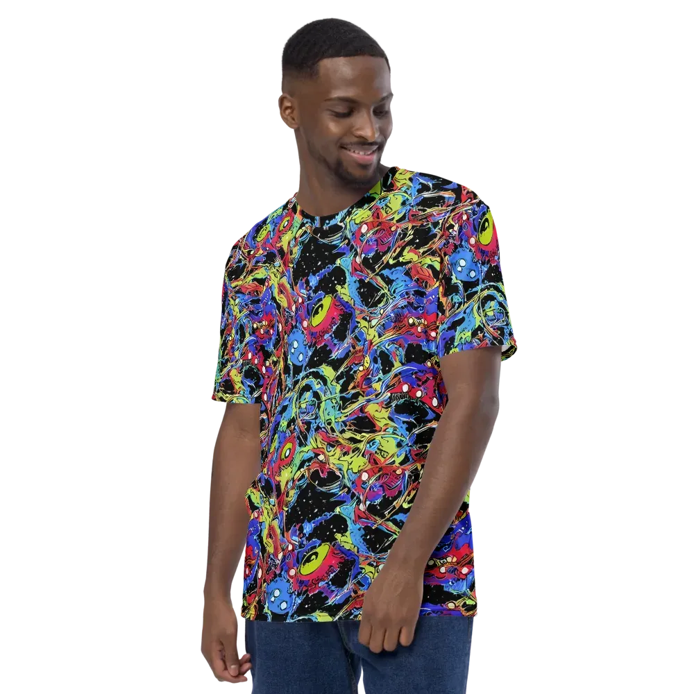 Neon Chaos on Men's Crew Neck T-Shirt — Left