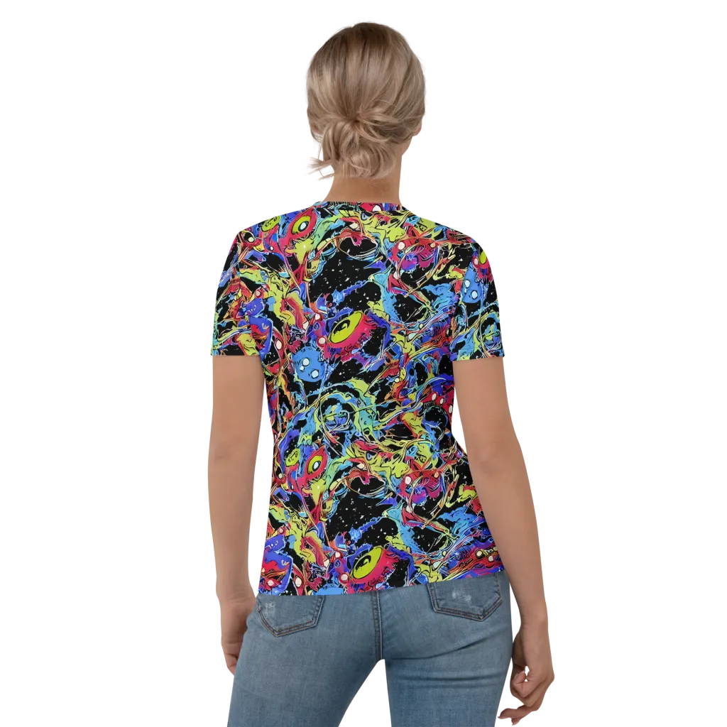 Neon Chaos on Women's Crew Neck T-Shirt — Back