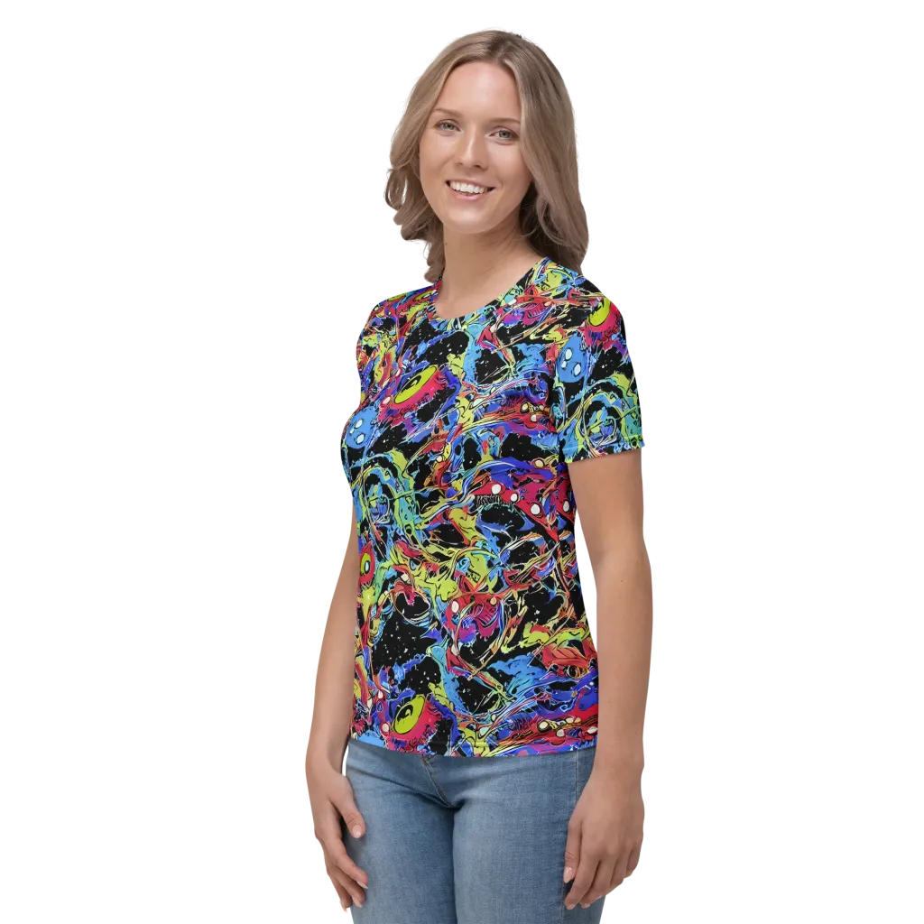Neon Chaos on Women's Crew Neck T-Shirt — Left
