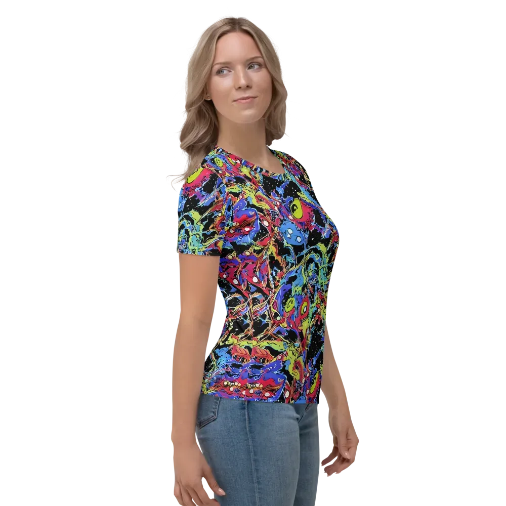 Neon Chaos on Women's Crew Neck T-Shirt — Right