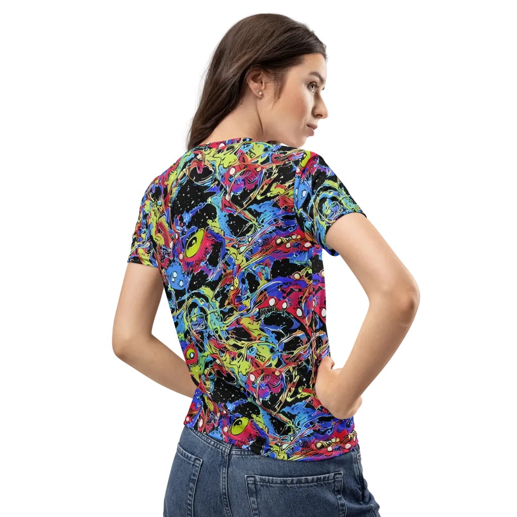 Neon Chaos on Women's Crew Neck T-Shirt — Back