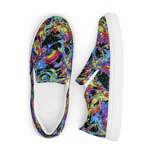 Neon Chaos on a Men's Slip-On Canvas Shoes