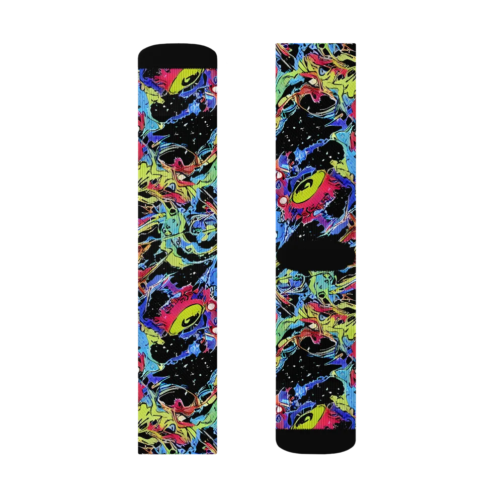 Neon Chaos on Socks — Left Sock