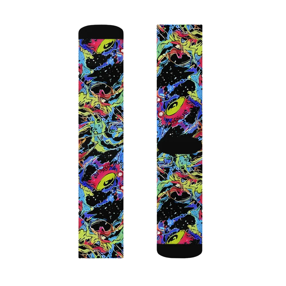 Neon Chaos on Socks — Right Sock