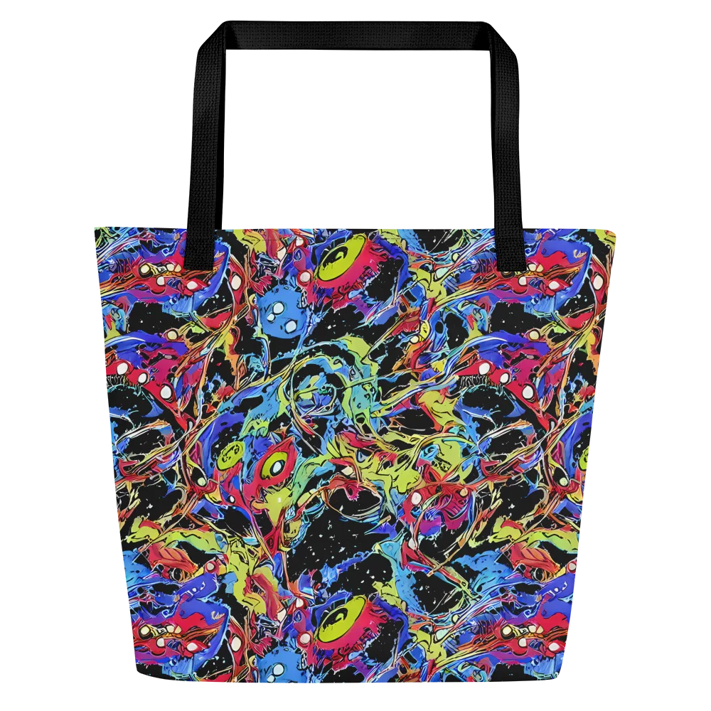 Neon Chaos on Large Tote Bag W/ Pocket — Front