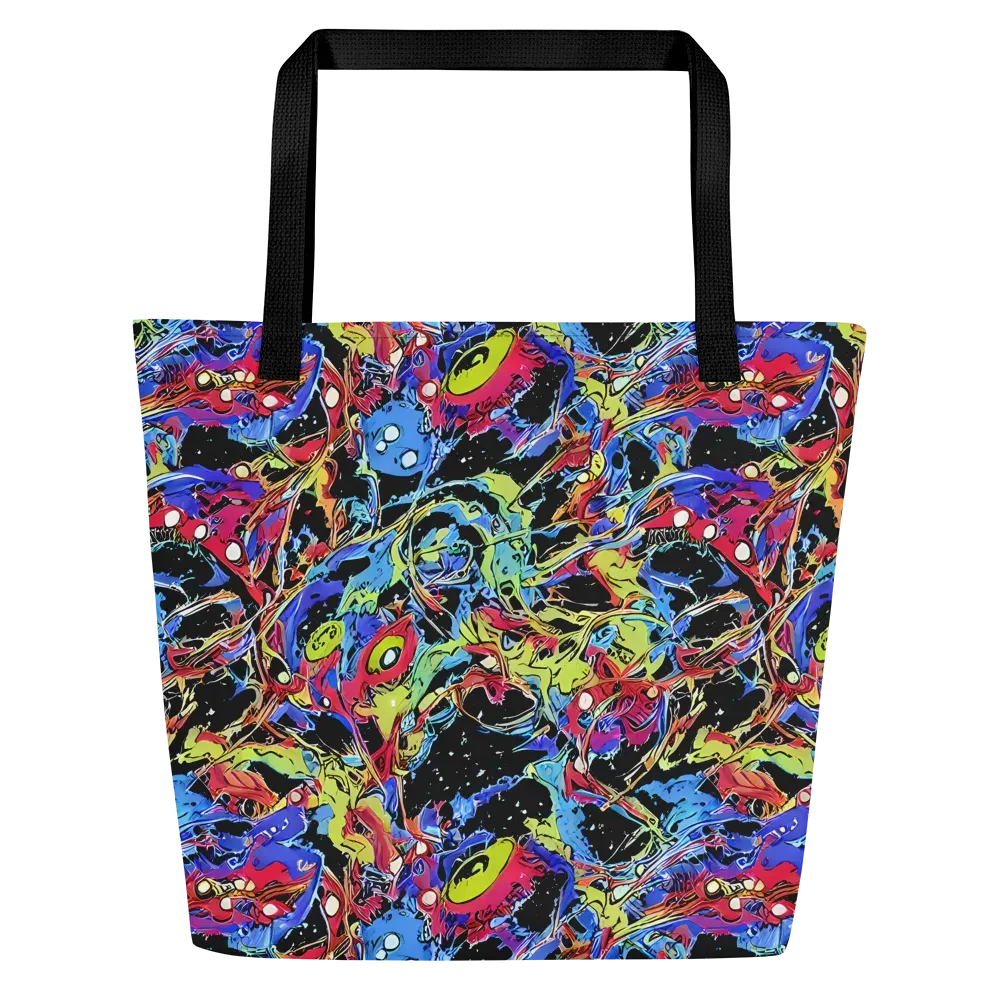 Neon Chaos on Large Tote Bag W/ Pocket — Front