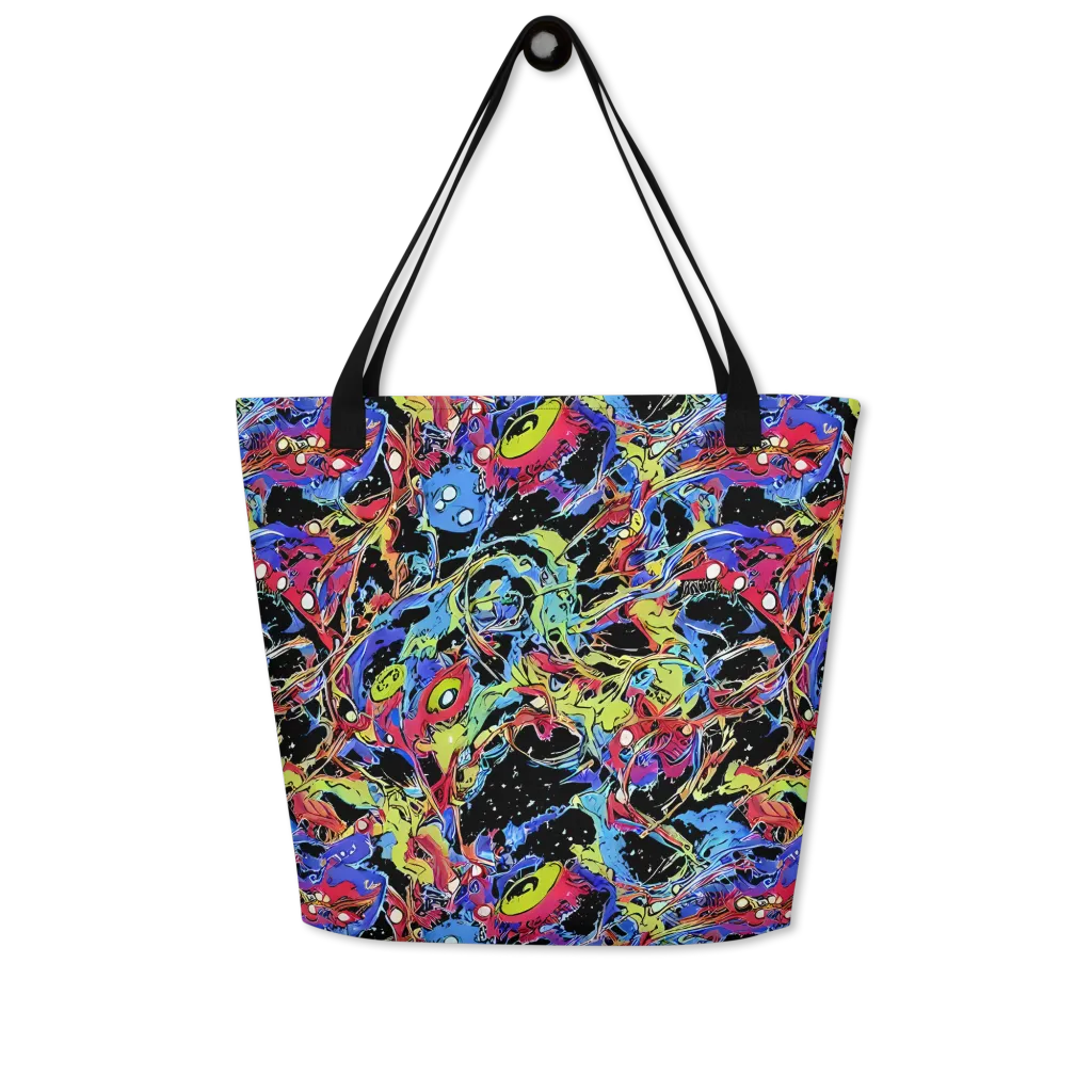 Neon Chaos on Large Tote Bag W/ Pocket — Front