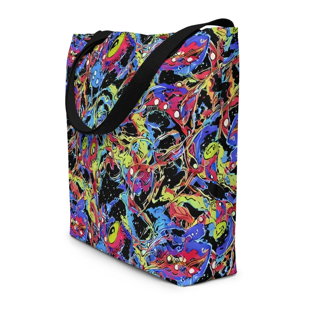 Neon Chaos on Large Tote Bag W/ Pocket — Front