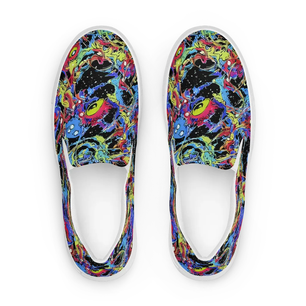 Neon Chaos on Women's Slip-On Canvas Shoes — Front