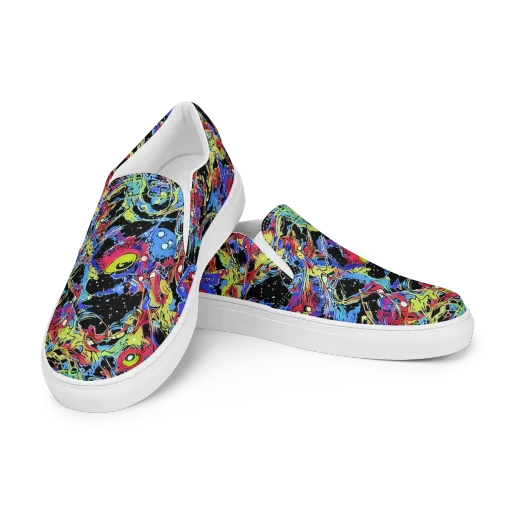Neon Chaos on a Women's Slip-On Canvas Shoes
