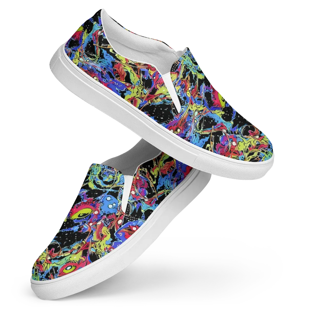 Neon Chaos on Women's Slip-On Canvas Shoes — Front