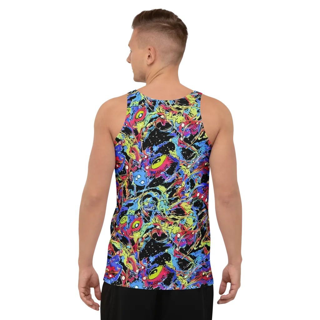 Neon Chaos on Men's Tank Top — Back