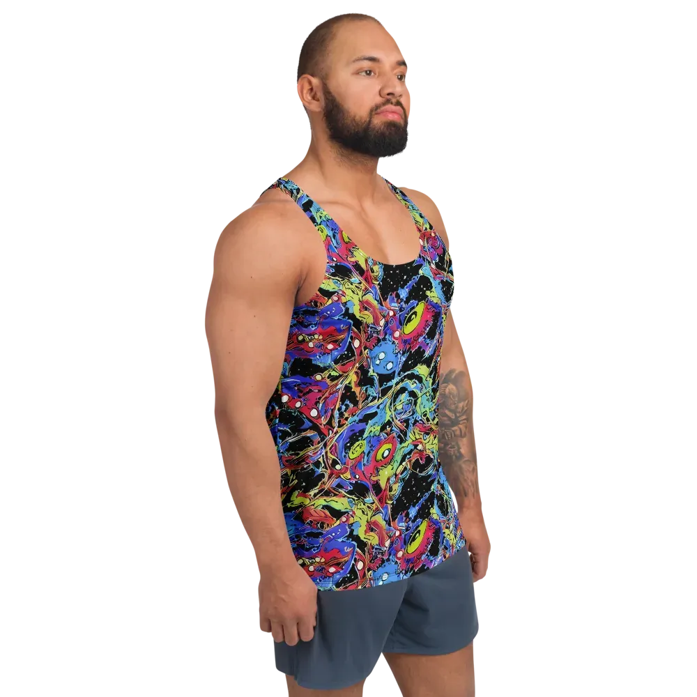 Neon Chaos on Men's Tank Top — Right Front