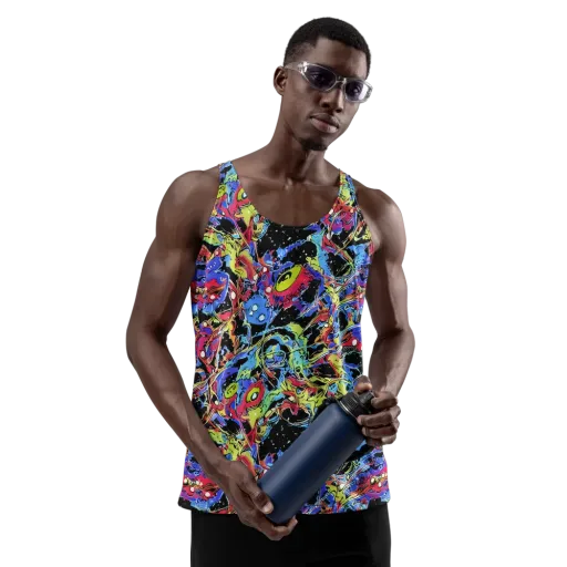 Neon Chaos on a Men's Tank Top