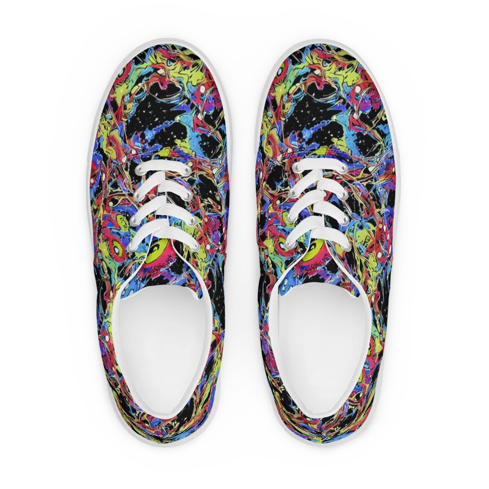 Neon Chaos on Men's Lace-Up Canvas Shoes — Front