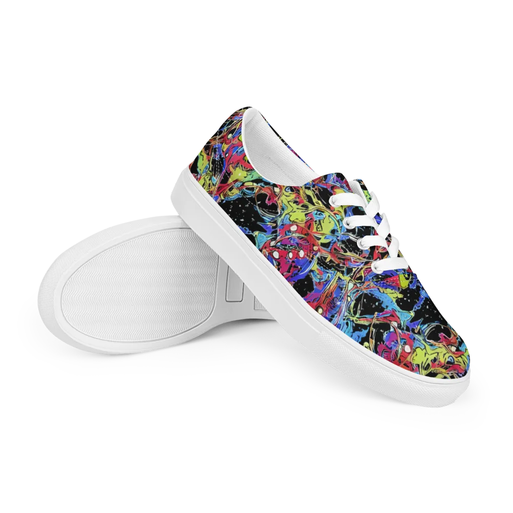 Neon Chaos on Men's Lace-Up Canvas Shoes — Right Front