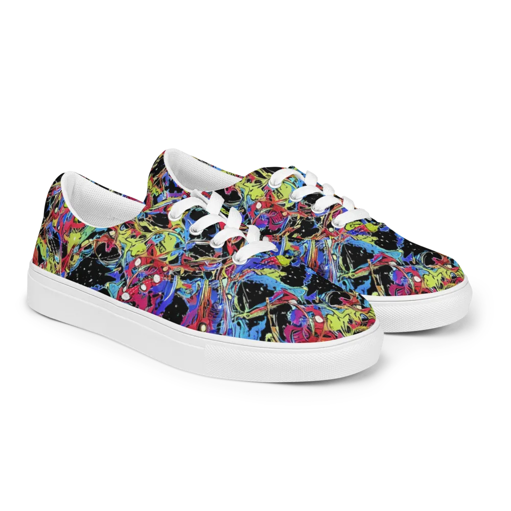 Neon Chaos on Men's Lace-Up Canvas Shoes — Right Front