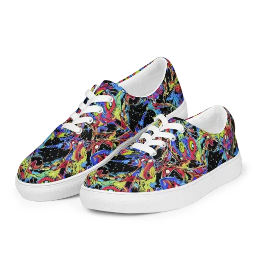 Neon Chaos on a Men's Lace-Up Canvas Shoes