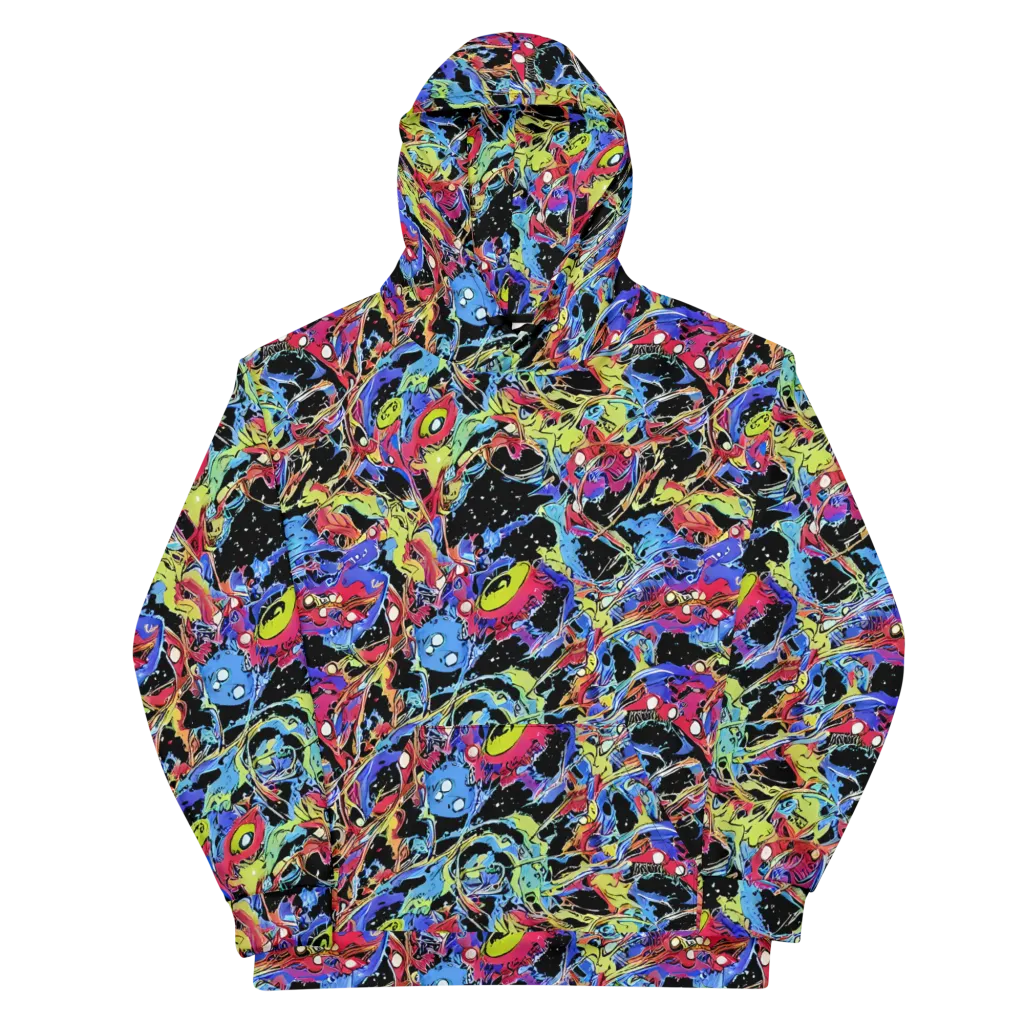 Neon Chaos on Cotton Hoodie — Front