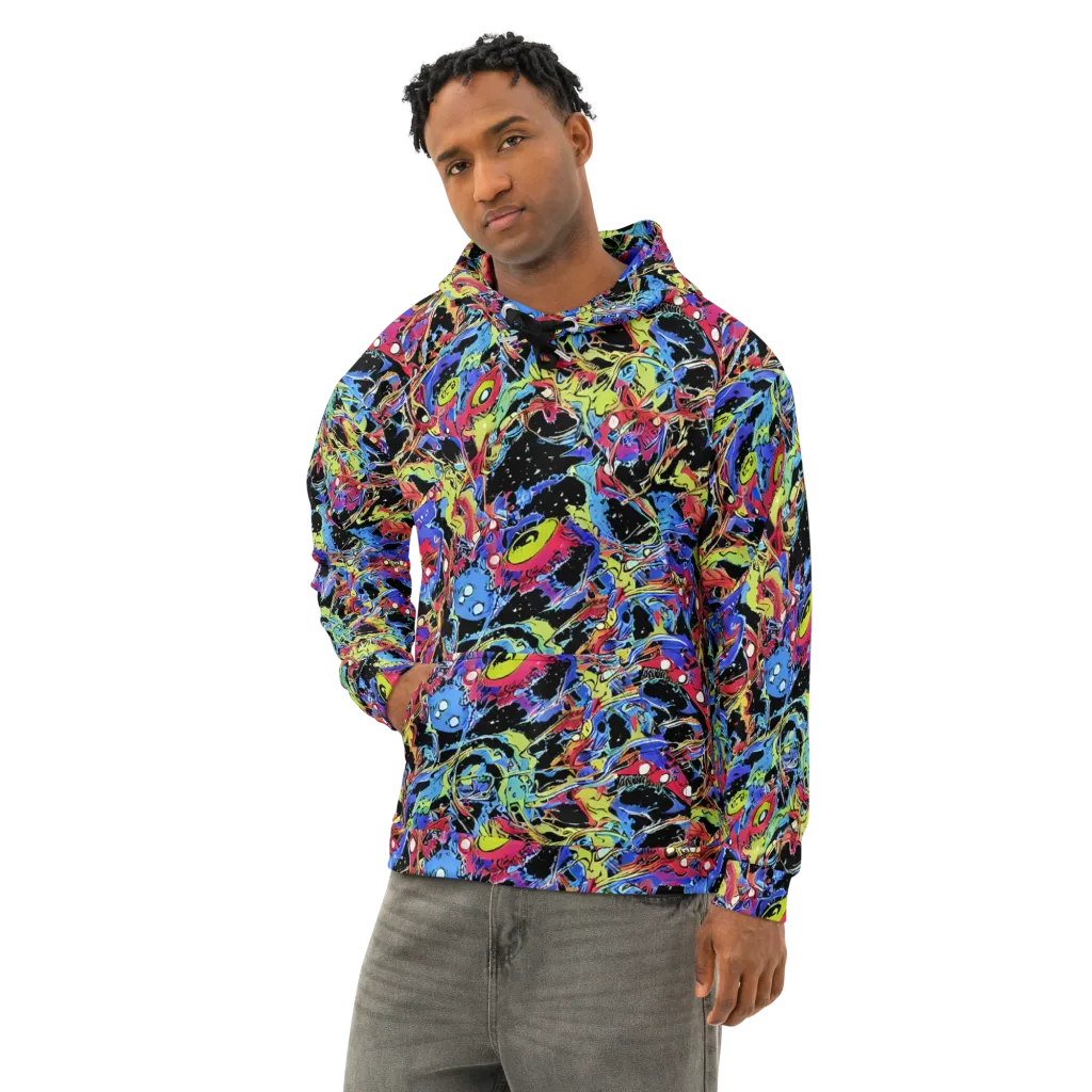 Neon Chaos on Cotton Hoodie — Left Front