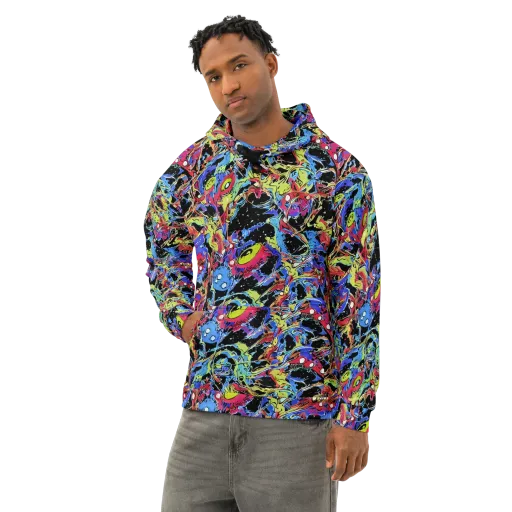 Neon Chaos on a Cotton Hoodie