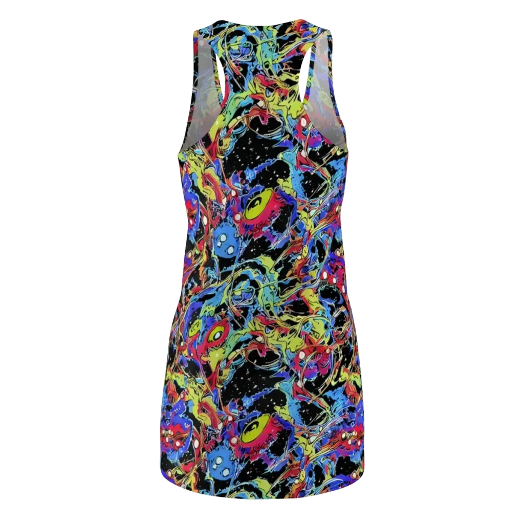 Neon Chaos on Racerback Dress — Back