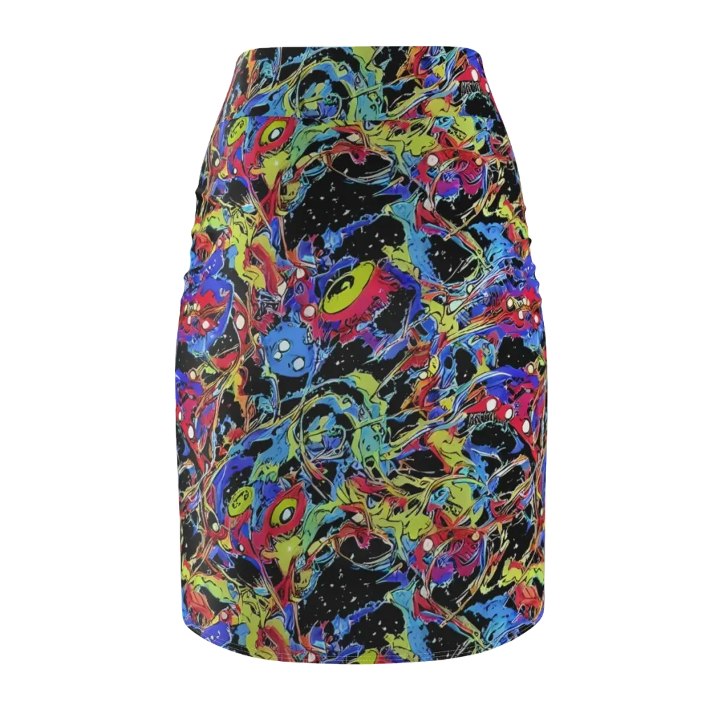 Neon Chaos on Pencil Skirt — Back