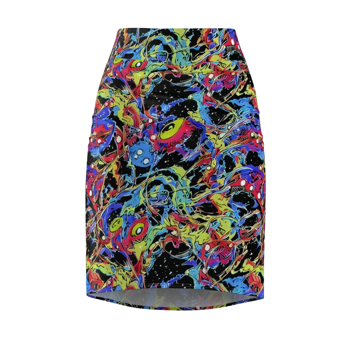 Neon Chaos on Pencil Skirt — Front