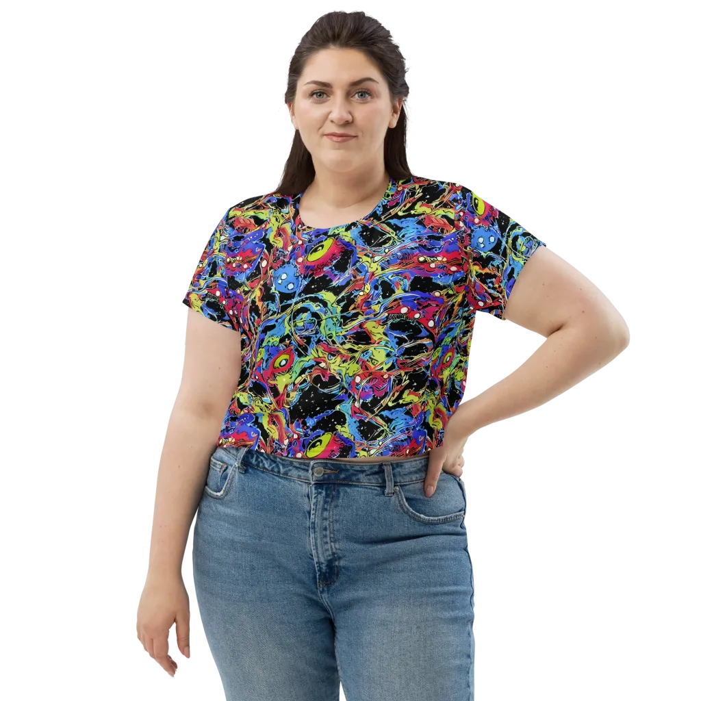 Neon Chaos on Crop Tee — Front